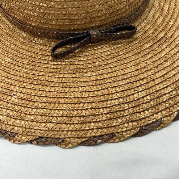 Brown and Black Scala Wide Brim Straw Hat with Bow - Picture 3 of 6